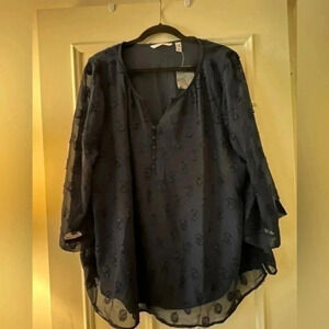 Issac Mizrahi Navy Blue Blouse-Brand New-Size 2x